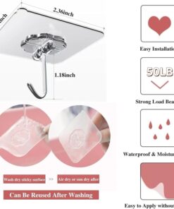 Alternative view of Adhesive Wall Hooks for Hanging Heavy Duty 50 lbs Large Hooks for Walls No Damage. Towel Sticky Clear Hook. Waterproof. Home. Bathroom. Kitchen. Office. and Outdoor 10 Pack
