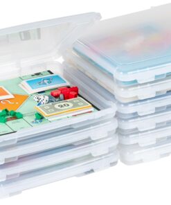 IRIS USA Board Game Storage Containers. 10-Pack |Made in USA| Organizers with Built-In Handle & Snap-Tight Lid for Puzzles. Scrapbook. and Fits 8.5 x 11 or A4 Papers. Slim - Clear