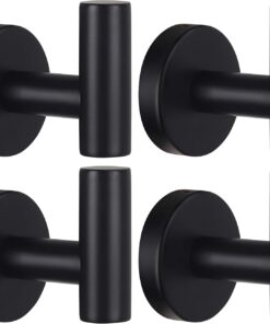 Towel Hooks Bathroom Coat Robe Wall Hook Heavy Duty Door Hanger Towel Robe Clothes Cabinet Closet Sponges Rack for Bathroom Bedroom Kitchen Hotel Pool 4 Packs Black(Drilling Installation)