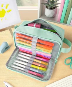 Alternative view of Sooez Original High Capacity Pencil Case. Big Pencil Bag Pouch Box Organizer Pen Case. Aesthetic Supply for Girls Adults. Portable Journaling Supplies with Easy Grip Handle & Loop. Mint Green