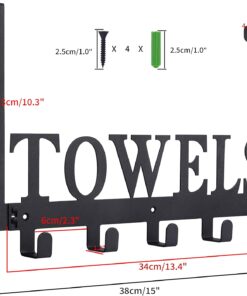 Alternative view of Kuhome Over The Door Hooks. Towel Holder for Bathroom. Door Mount Towel Rack Towel Hooks for Bedroom Beach Towels Bathrobe Wall Mount Hang on The Door Cabinet Cupboard Metal Sandblasted (Black)